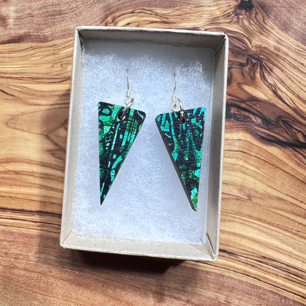Wooden Traingle Earrings