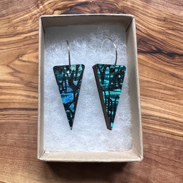 Wooden Traingle Earrings