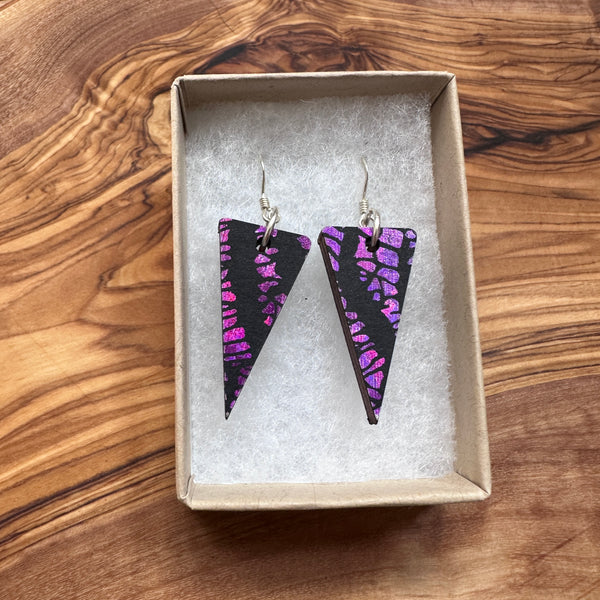 Wooden Traingle Earrings