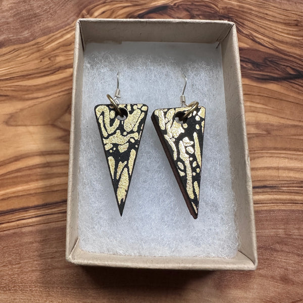 Wooden Traingle Earrings