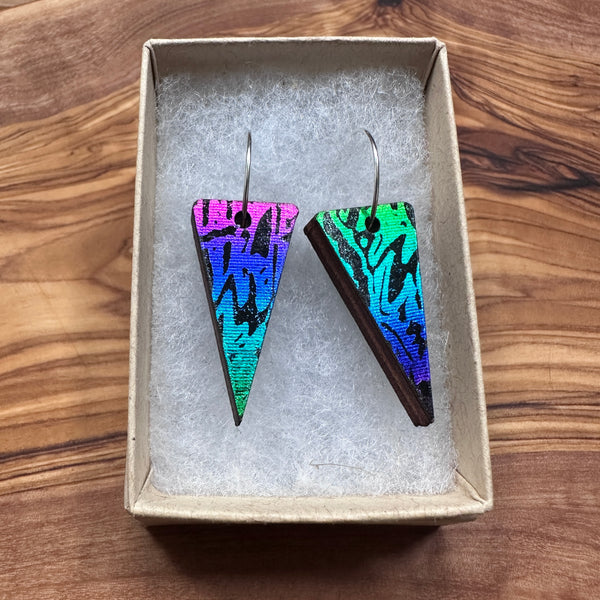 Wooden Traingle Earrings