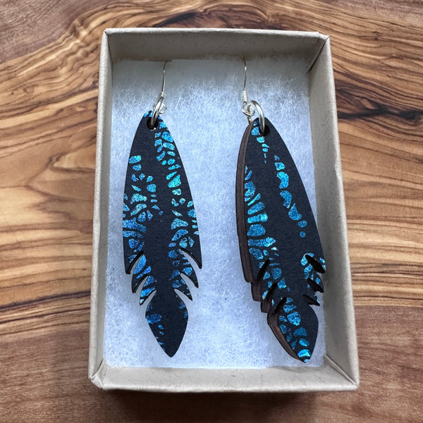 Wooden Feather Earrings