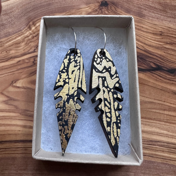 Wooden Feather Earrings
